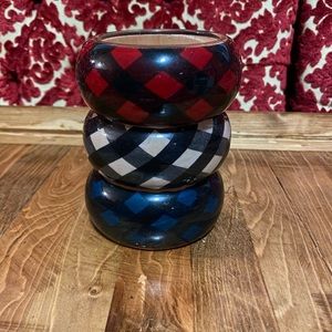 Chunky bracelets. Set of 3 - red, blue and cream.